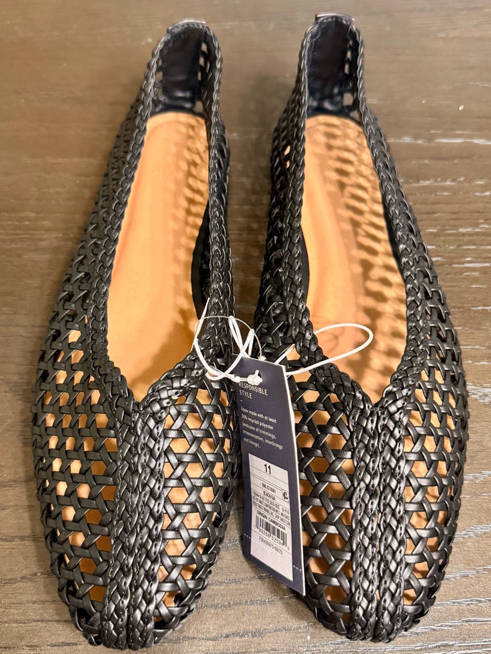 Universal Thread Black Woven Ballet Flats Memory Foam Women’s Size 11 NWT